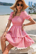 Load image into Gallery viewer, Ditsy Floral Tie Back Smocked Layered Dress