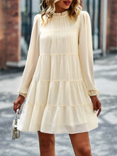 Load image into Gallery viewer, Frill Neck Puff Sleeve Tiered Dress