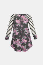 Load image into Gallery viewer, Girls Floral Striped Raglan Sleeve Dress