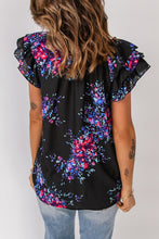 Load image into Gallery viewer, Floral Butterfly Sleeve V-Neck Blouse