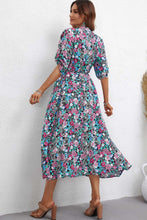 Load image into Gallery viewer, Floral Notched Neck Half Sleeve Dress
