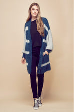 Load image into Gallery viewer, Petal Dew Striped Balloon Sleeve Open Front Fluffy Cardigan