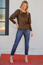 Load image into Gallery viewer, Sequin Puff Sleeve Round Neck Top