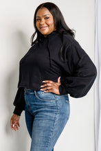 Load image into Gallery viewer, Zenana Full Size Balloon Sleeve Drawstring Detail Cropped Hoodie