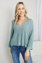 Load image into Gallery viewer, Mine and E&M Full Size Three-Quarter Sleeve Notched Sweater