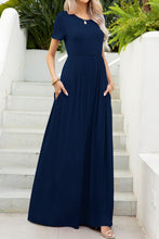 Load image into Gallery viewer, Round Neck Maxi Tee Dress with Pockets