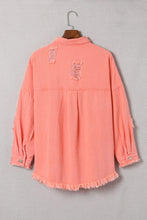Load image into Gallery viewer, Distressed Fringe Trim Button Up Jacket
