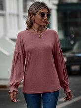Load image into Gallery viewer, Round Neck Dropped Shoulder Flounce Sleeve T-Shirt
