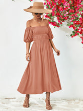 Load image into Gallery viewer, Off-Shoulder Balloon Sleeve Midi Dress