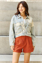 Load image into Gallery viewer, POL Morning Chills Oversized Snake Print Denim Jacket