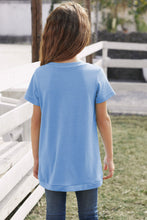 Load image into Gallery viewer, Girls Buttoned Tulip Hem T-Shirt