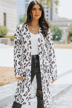 Load image into Gallery viewer, Leopard Print Open Front Longline Top with Pockets