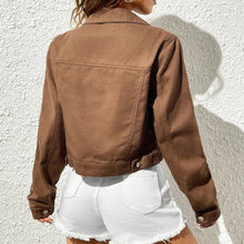 Load image into Gallery viewer, Collared Neck Long Sleeve Denim Jacket