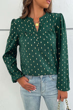 Load image into Gallery viewer, Printed Buttoned Puff Sleeve Blouse