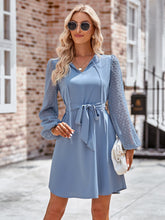 Load image into Gallery viewer, Tied Swiss Dot Long Sleeve Mini Dress