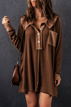 Load image into Gallery viewer, Waffle Knit Buttoned Long Sleeve Top with Breast Pocket