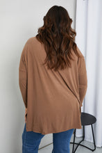 Load image into Gallery viewer, Zenana Full Size Slit High-Low Funnel Neck Top in Mocha