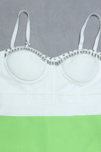 Load image into Gallery viewer, Two-Tone Rhinestone Detail Spaghetti Strap Bandage Dress