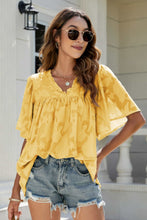 Load image into Gallery viewer, Applique Frill Trim Flutter Sleeve Blouse