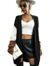 Load image into Gallery viewer, Tricolor Dropped Shoulder Cardigan with Pockets