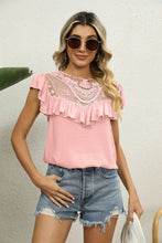 Load image into Gallery viewer, Spliced Lace Ruffled Blouse