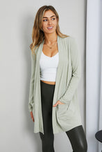 Load image into Gallery viewer, Zenana Sunday Morning Full Size Open Cardigan with Pockets in Sage