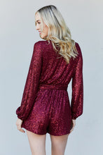 Load image into Gallery viewer, Haptics Full Size Sequin Belted V-Neck Romper