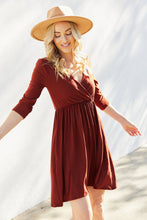 Load image into Gallery viewer, Zenana Three-Quarter Sleeve Surplice Dress with Pockets