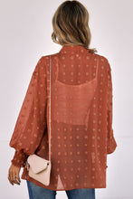 Load image into Gallery viewer, Swiss Dot Smocked Cuff Open Front Sheer Top DIBS SWISS