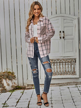 Load image into Gallery viewer, Plaid Button Down Curved Hem Shacket