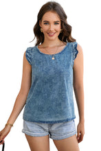 Load image into Gallery viewer, Acid Wash Round Neck Denim Tank