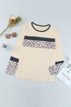 Load image into Gallery viewer, Plus Size Leopard Contrast Long Sleeve Top