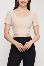 Load image into Gallery viewer, Round Neck Short Sleeve Cropped Sports Top