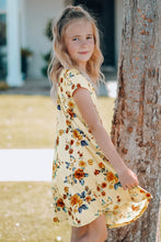 Load image into Gallery viewer, Girls Floral Round Neck Short Sleeve Dress with Pockets