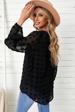 Load image into Gallery viewer, Swiss Dot Balloon Sleeve V-Neck Blouse