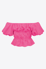Load image into Gallery viewer, Square Neck Balloon Sleeve Cropped Blouse