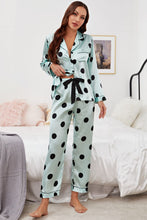 Load image into Gallery viewer, Satin Button-Up Lapel Collar Top and Pants Pajama Set