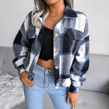 Load image into Gallery viewer, Plaid Button Cuff Long Sleeve Jacket