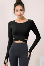 Load image into Gallery viewer, Crisscross Raglan Sleeve Cropped Yoga Top