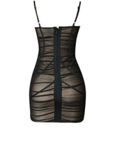 Load image into Gallery viewer, Spaghetti Strap Sweetheart Neck Lace-Up Mesh Dress