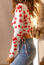 Load image into Gallery viewer, Floral Ribbed Surplice Crop Top