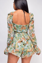 Load image into Gallery viewer, Floral Sweetheart Neck Flounce Sleeve Romper