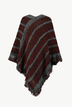 Load image into Gallery viewer, Heathered V-Neck Fringe Hem Poncho