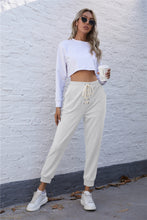 Load image into Gallery viewer, Lace Up Cropped Joggers with Pockets