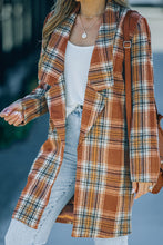 Load image into Gallery viewer, Plaid Lapel Collar Longline Blazer