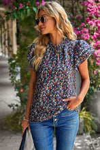 Load image into Gallery viewer, Floral Round Neck Flutter Sleeve Blouse