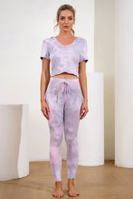 Load image into Gallery viewer, Tie-Dye Cropped Hoodie and Drawstring Leggings Yoga Set
