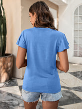 Load image into Gallery viewer, Lace Trim Flutter Sleeve Tee Shirt