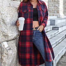 Load image into Gallery viewer, Plaid Belted Button Down Longline Shirt Jacket