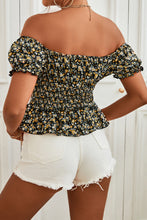Load image into Gallery viewer, Ditsy Floral Smocked Peplum Blouse